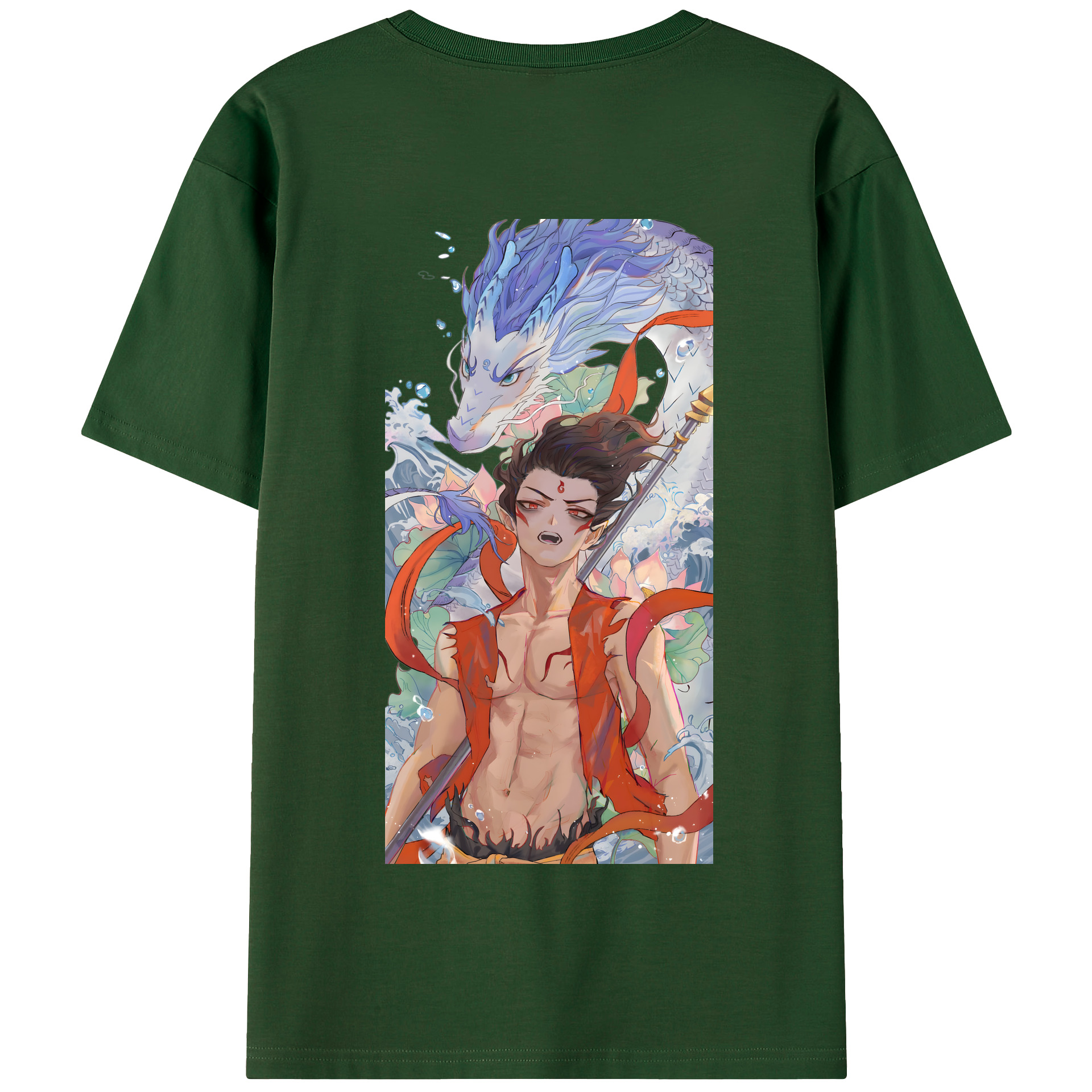 （画像用） Ne Zha 2 ナタ 魔童の大暴れ 綿100％半袖Tシャツ（背面プリント）